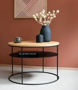 okrągły stolik kawowy z półką