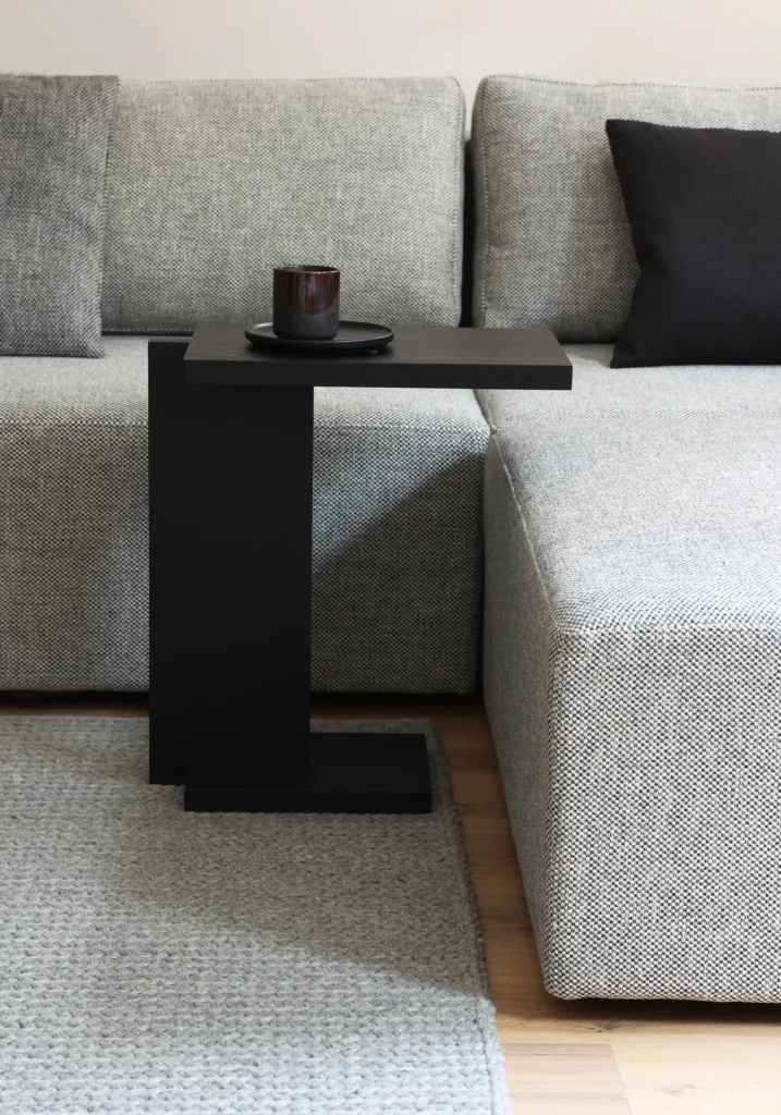 czarny stolik do sofy nowoczesny drewno dębowe