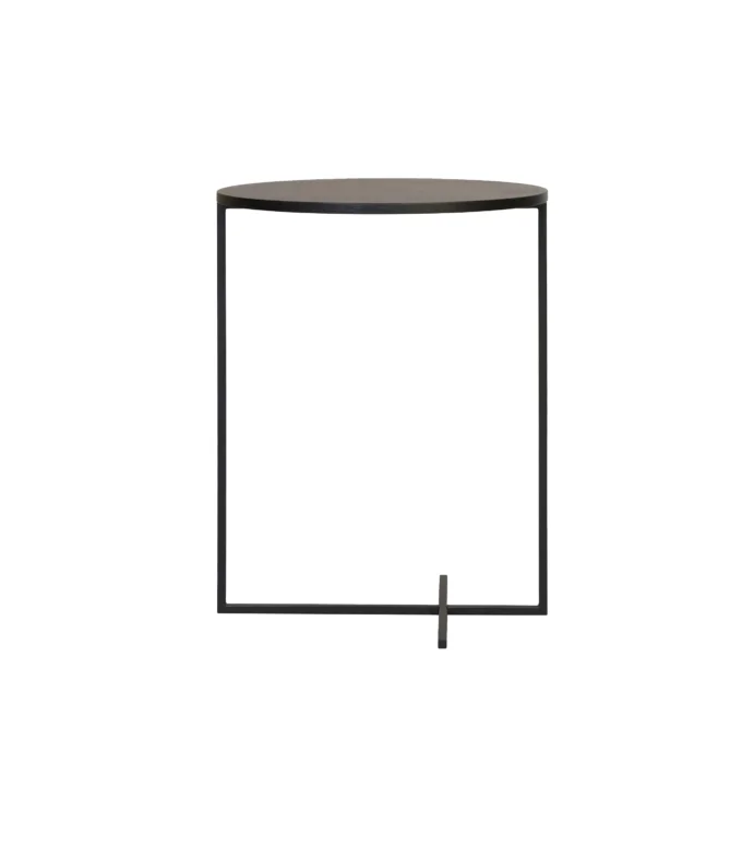 minimalistyczny stolik pomocniczy okrągły czarny 40cm