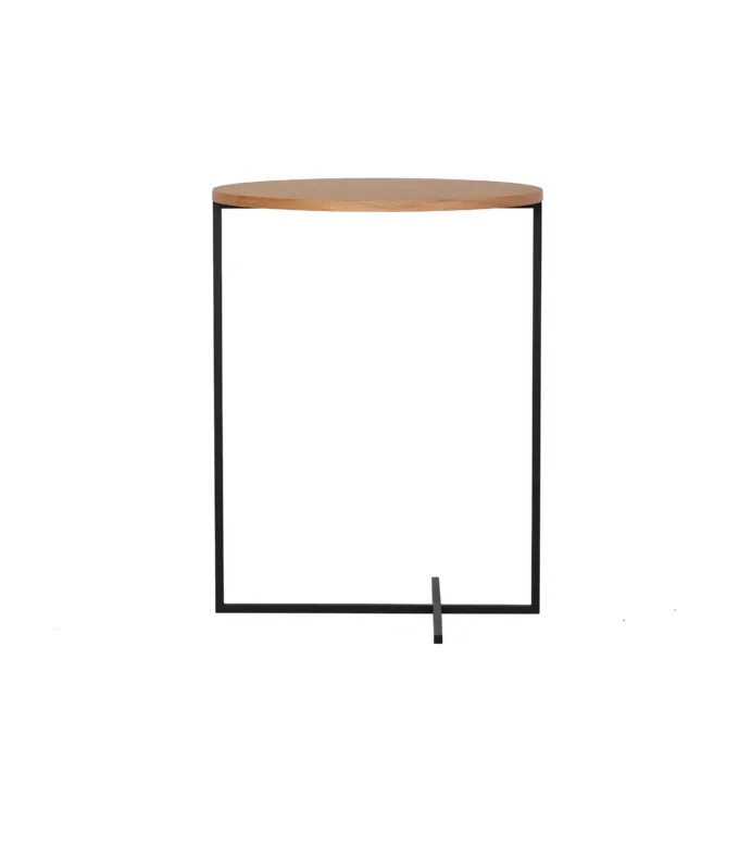 minimalistyczny stolik boczny okrągły dębowy