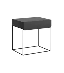 nowoczesny stolik nocny z szufladą czarny minimalistyczny