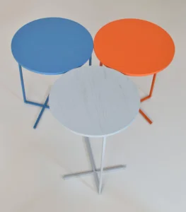 okrągły stolik boczny pomocniczy niebieski