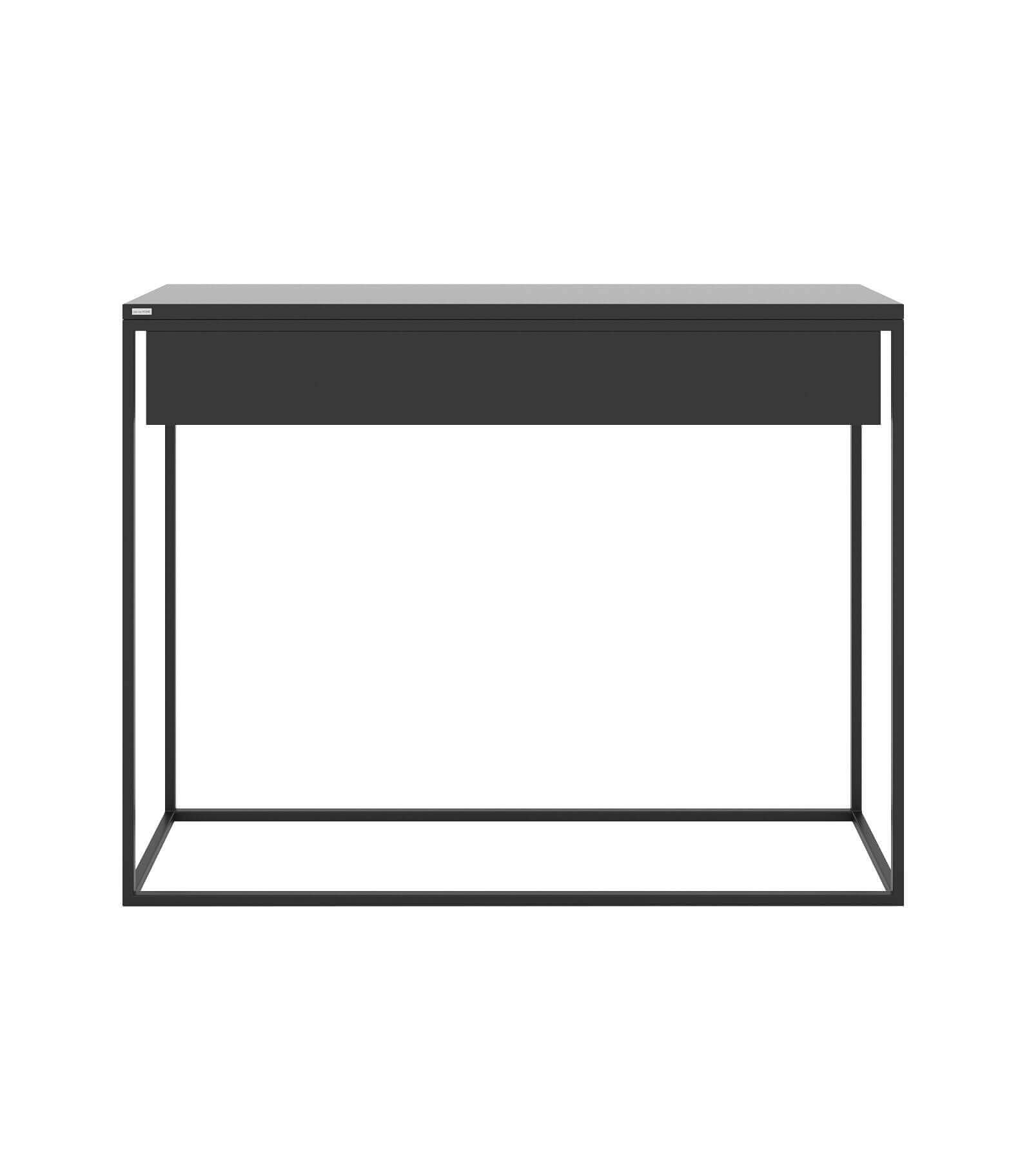 minimalistyczna czarna konsola z szuflada nowoczesna