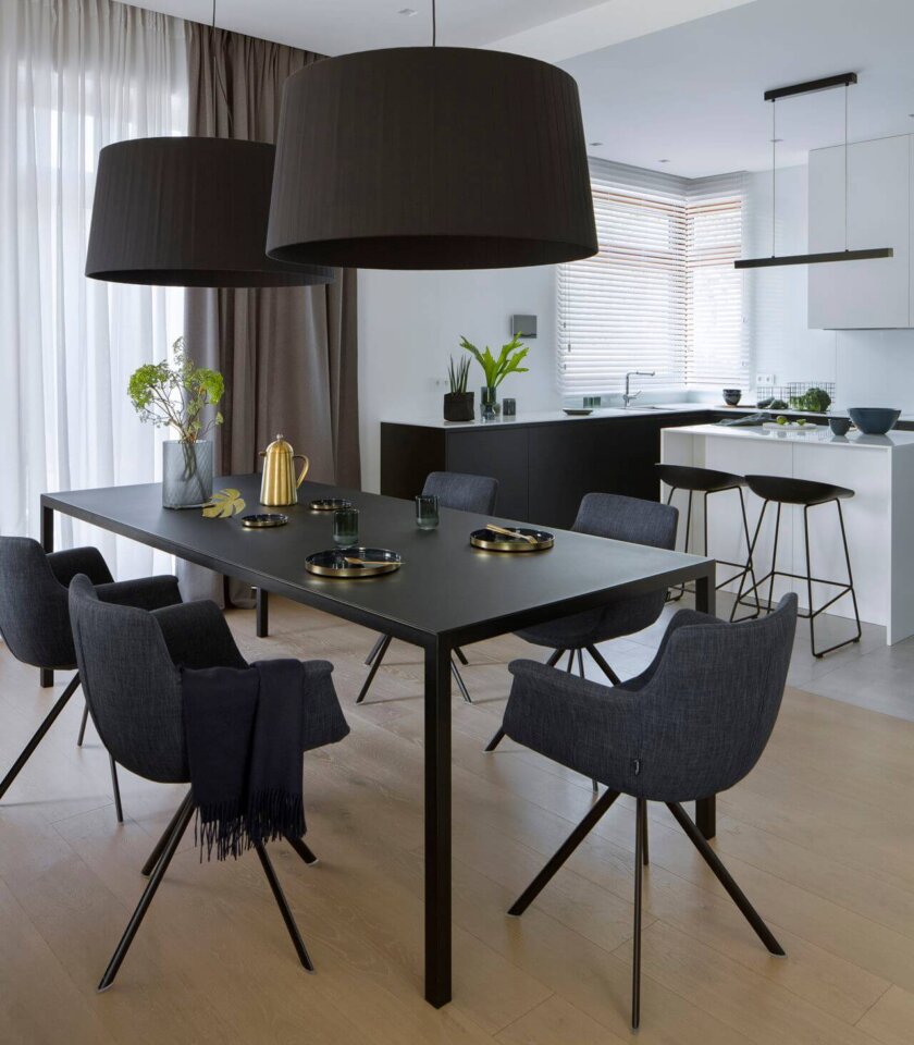 nowoczesny czarny minimalistyczny stol prosty