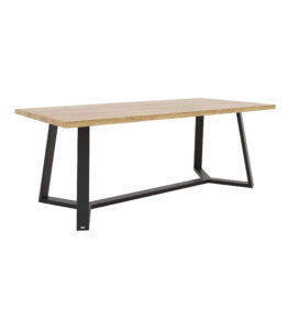 loftowy stol czarny z debowym blatem