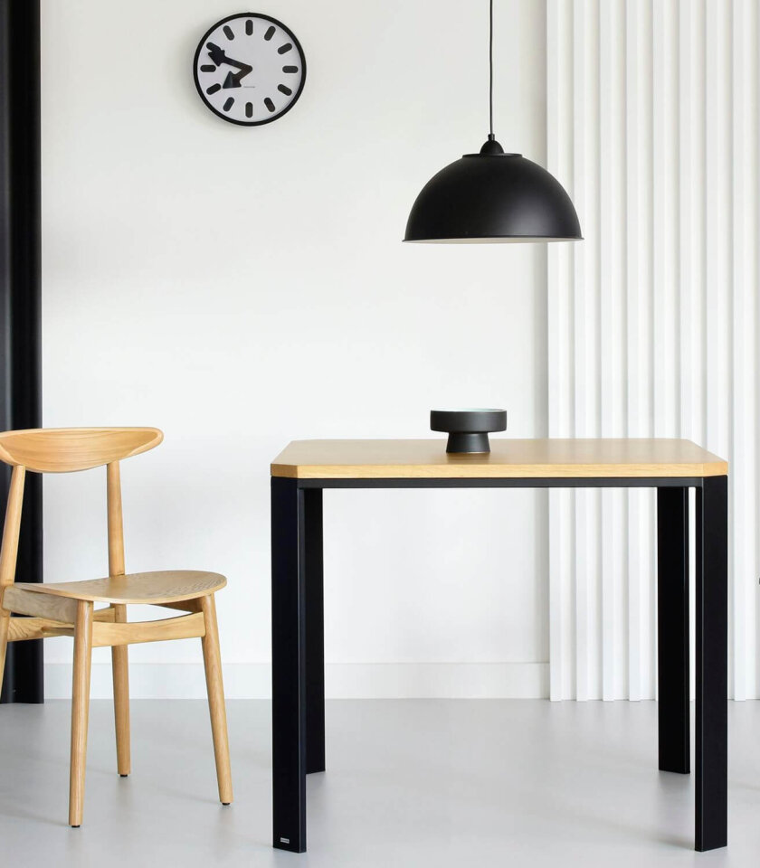 stol nowoczesny prostokatny debowy stalowy