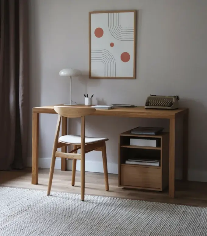 proste drewniane biurko dębowe minimalistyczne skandynawskie