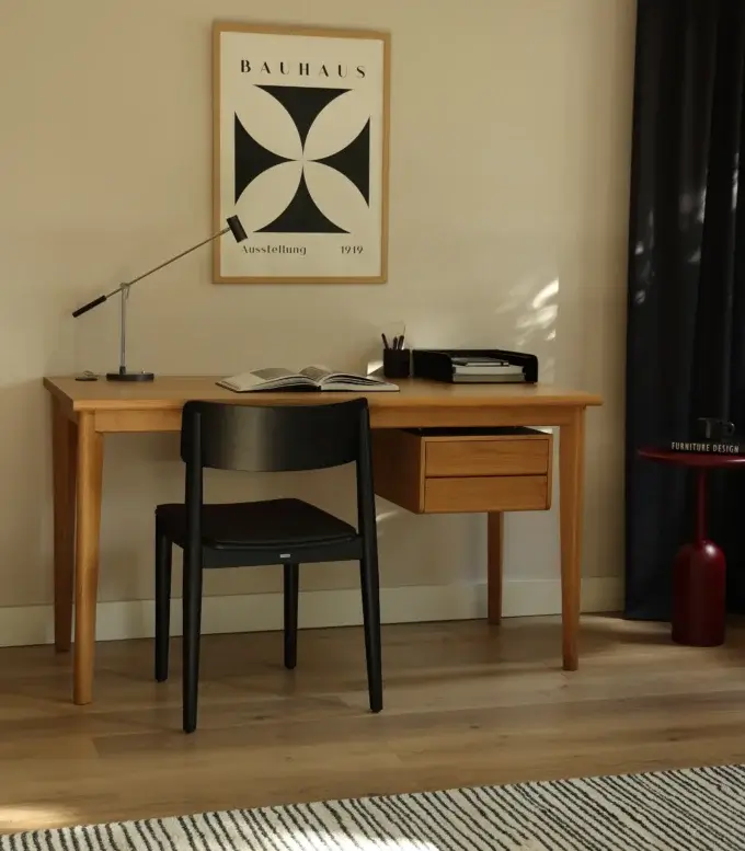 klasyczne drewniane biurko z szufladami w stylu vintage dąb naturalny