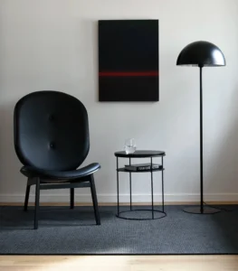 fotel skandynawski skórzany czarny do kawiarni salonu