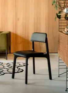 czarne krzesło tapicerowane drewniane nowoczesne