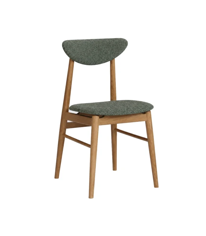 krzesło dębowe mid century klasyczne zielona tapicerka