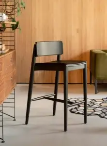 krzesło barowe niskie czarne drewniane