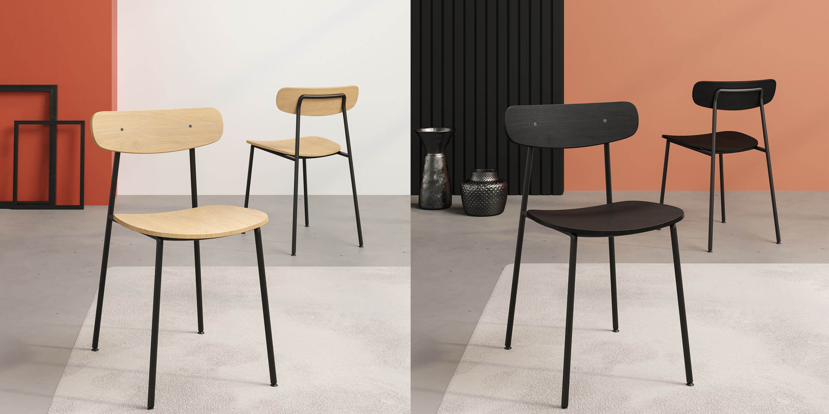 krzesło minimalistyczne dąb nowoczesne metalowe nogi