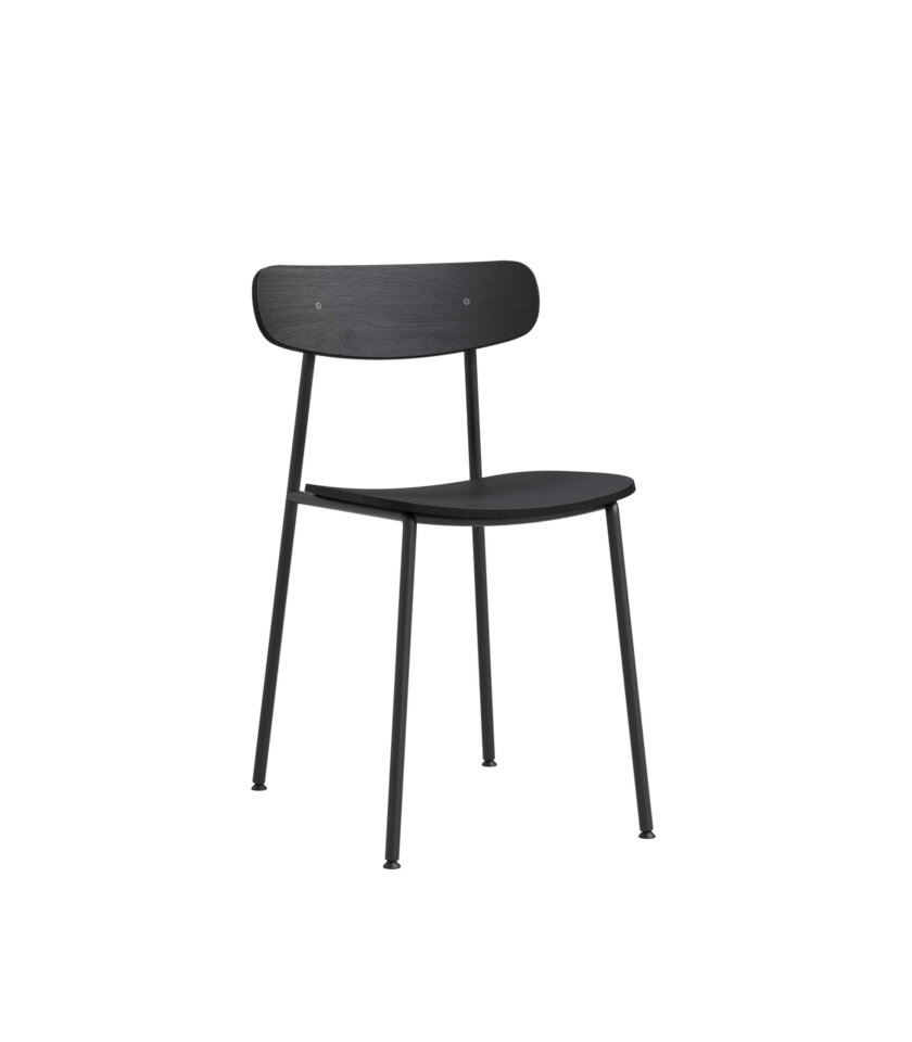 krzeslo minimalistyczne czarne stal dab