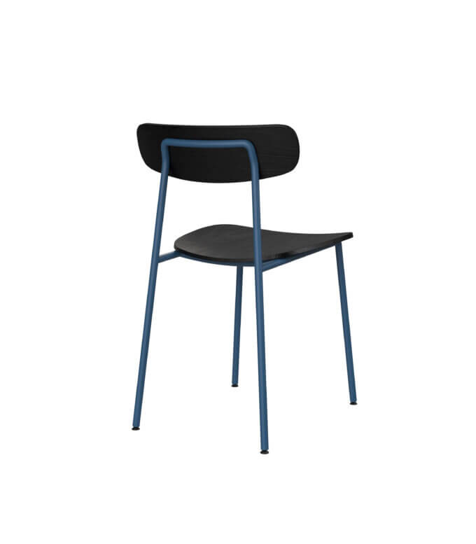 krzeslo metalowe nogi niebieskie czarny dąb