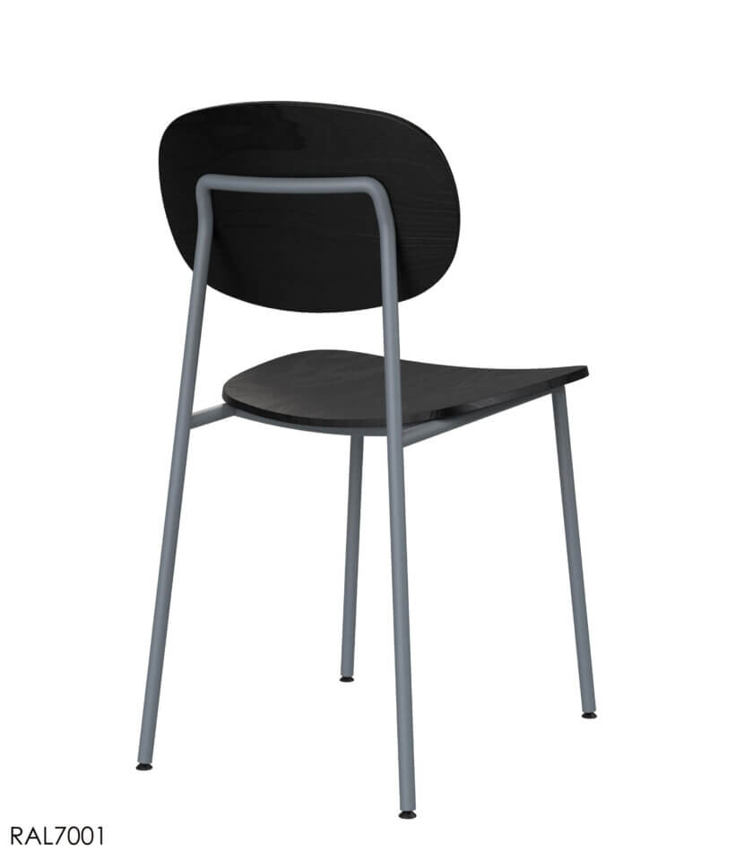 krzeslo metalowe nogi czarne siedzisko szare