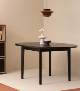 czarny drewniany okrągły stół rozkładany 110 cm