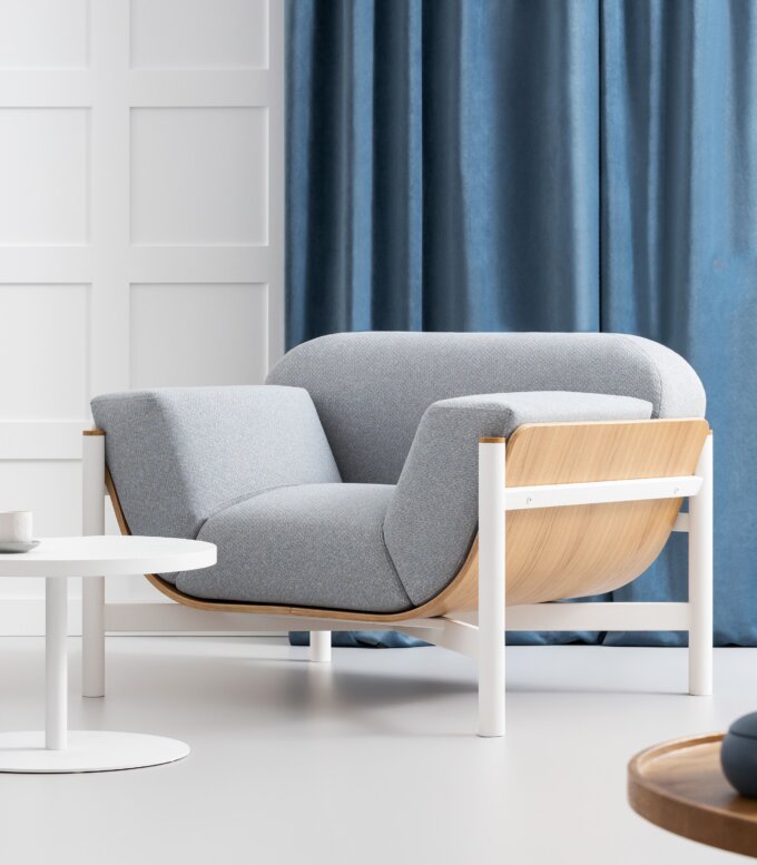 fotel tapicerowany minimalistyczny do poczekalni