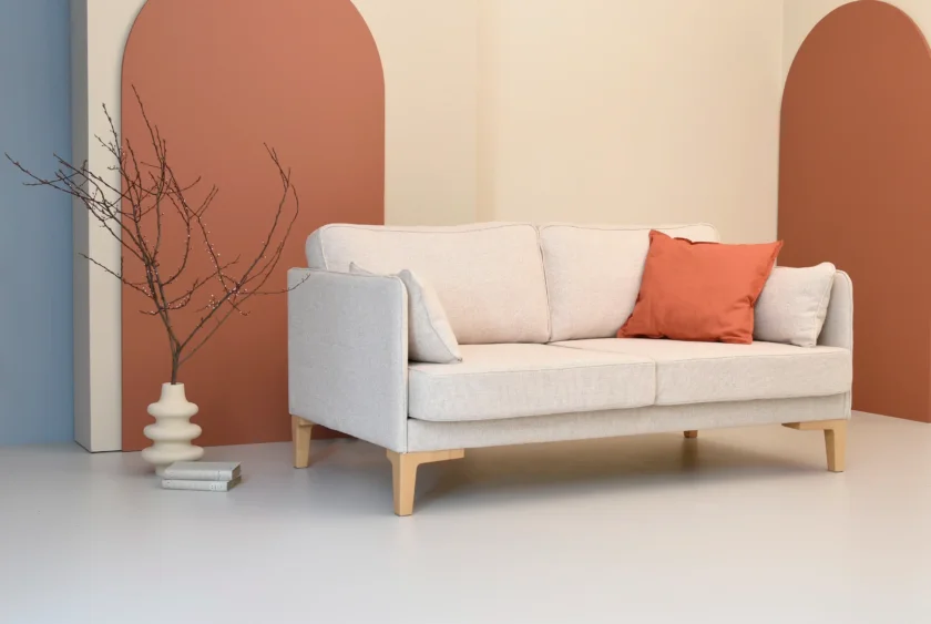 sofa beżowa jasna nowoczesna skandynawski styl