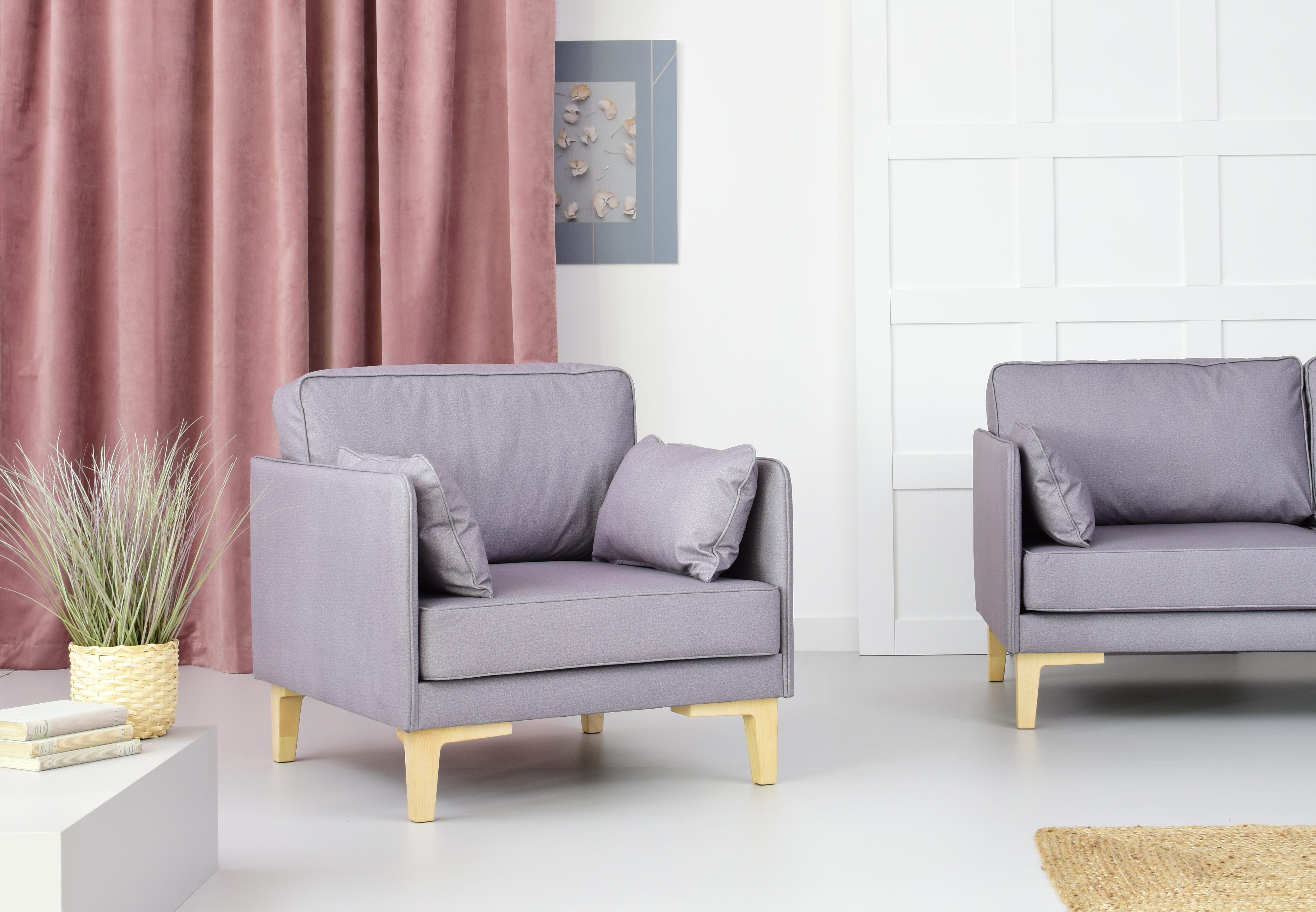 fotel szary nowoczesny w stylu skandynawskim